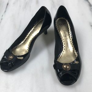 Juicy Couture Black Patent Leather Kitten Heels